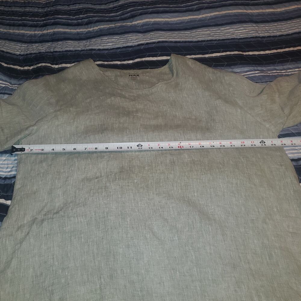FLAX Linen Tunic Top Lagenlook Muted Sage Green Oversized Relaxed Fit FLAW - Picture 8 of 11